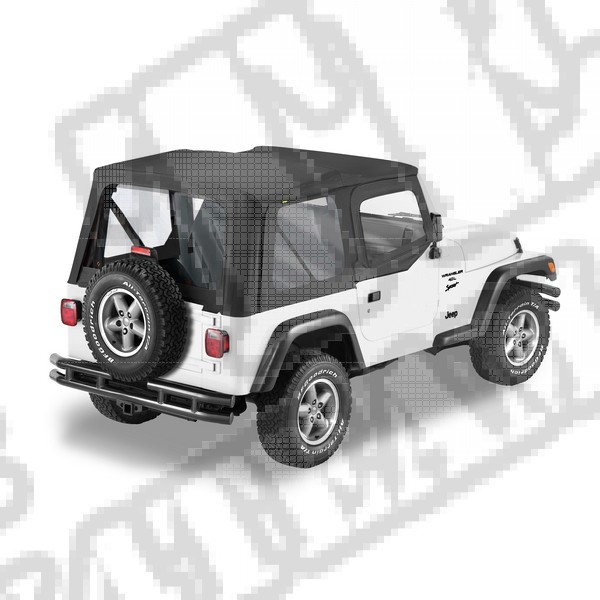 Plandeka PREMIUM z płótna Sailcloth Replace-A-Top z poszyciem drzwi Czarny 88-95 Jeep YJ Wrangler