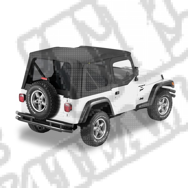 Plandeka PREMIUM z płótna Sailcloth Replace-A-Top przyciemniane okna/poszycie drzwi Czarny 97-02 Jeep Wrangler