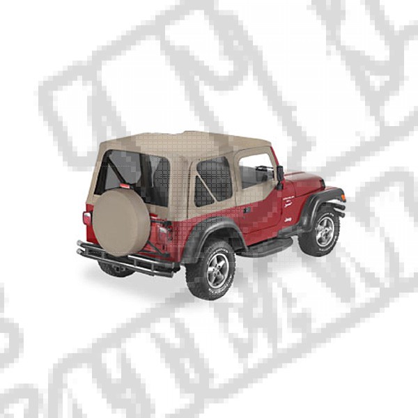 Plandeka PREMIUM z płótna Sailcloth Replace-A-Top przyciemniane okna/poszycie drzwi D. Beż 97-02 Jeep Wrangler