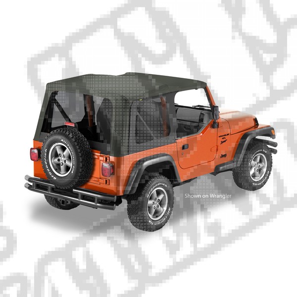 Plandeka PREMIUM z płótna Sailcloth Replace-A-Top przyciemniane okna Czarny Diamond 04-06 Jeep LJ Wrangler