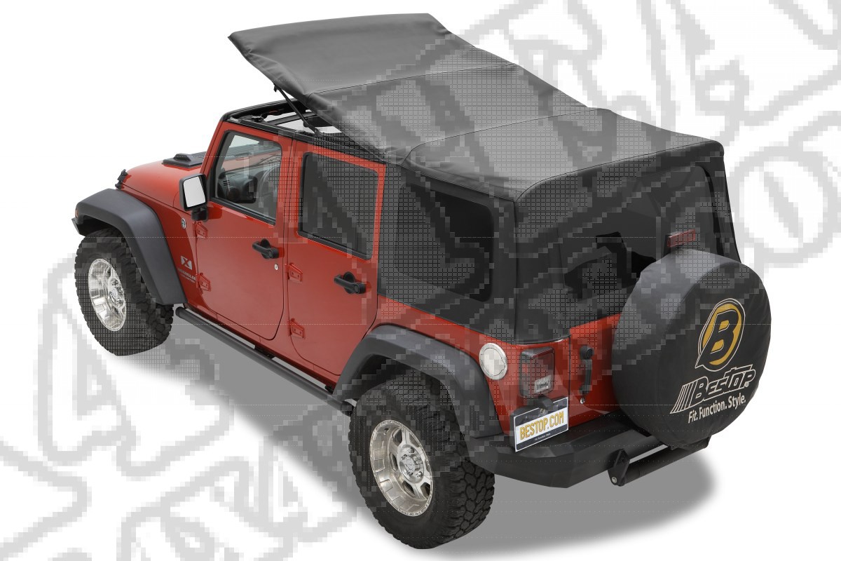 Plandeka LUXURY BLACK TWILL Jeep 07-09 Wrangler Unlimited bez drzwi; przyciemniane tylne okna