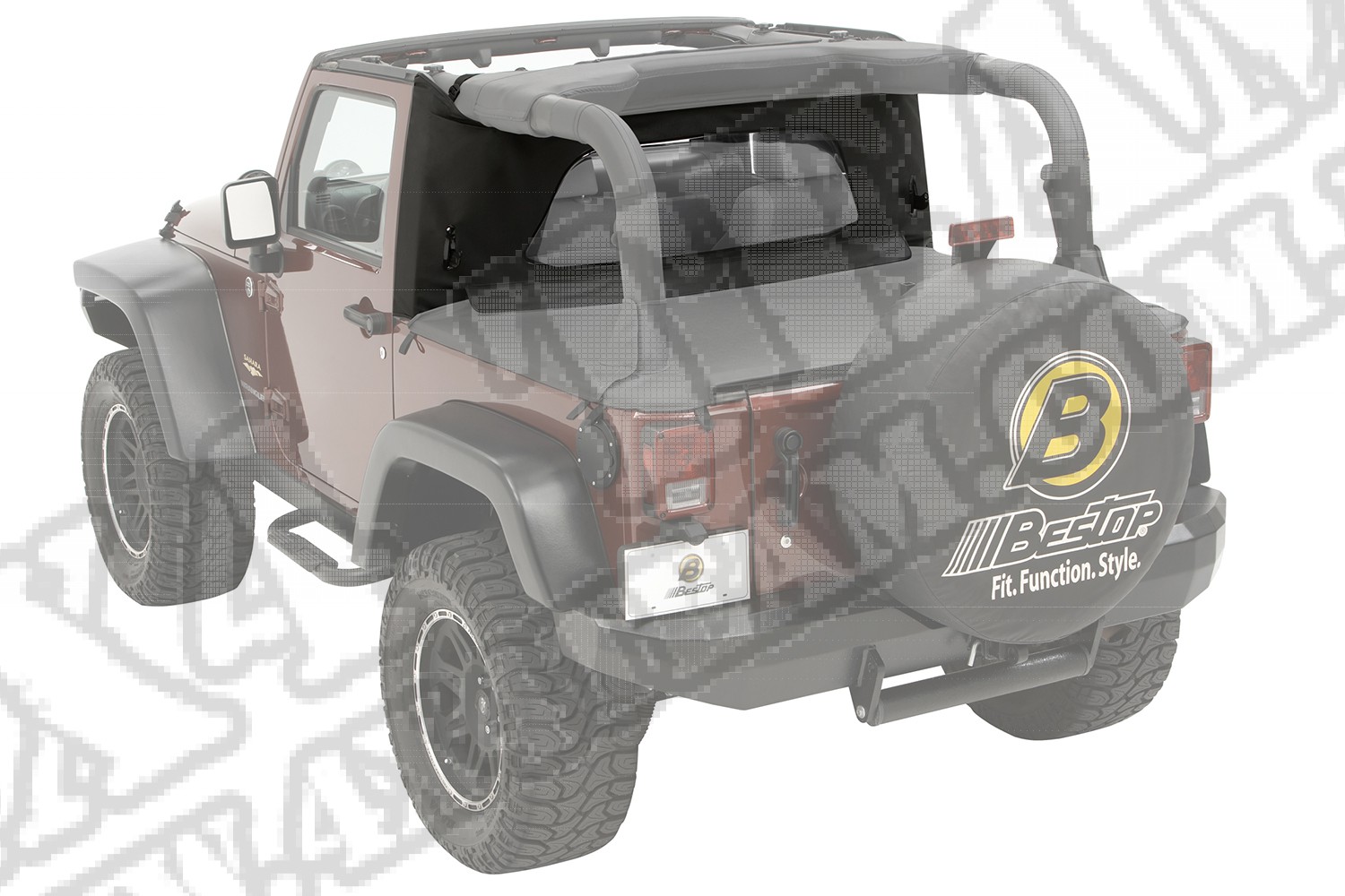 Tylna osłona kabiny przed wiatrem Windjammer Czarny 07-12 Jeep 2 drzwiowy Wrangler 