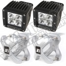 Zestaw uchwyt "X" i reflektor LED, srebrny, 2 szt