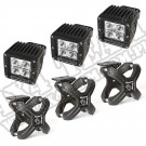 Duży uchwyt "X" i kwadratowy reflektor LED, czarna tekstura, 3 szt