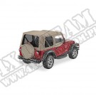 Plandeka PREMIUM z płótna Sailcloth Replace-A-Top przyciemniane okna/poszycie drzwi D. Beż 97-02 Jeep Wrangler