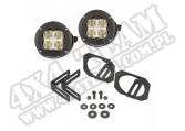 Para LED okrągłe Dual 3,5" Hi/Lo Off-Road z mocowaniami; 07-17 JK/JKU